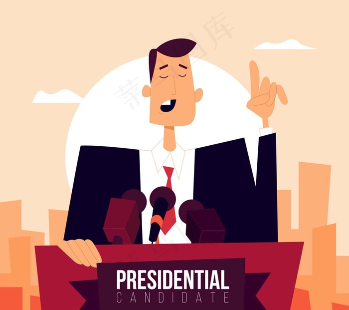创意竞选演讲的男子设计矢量素材图片