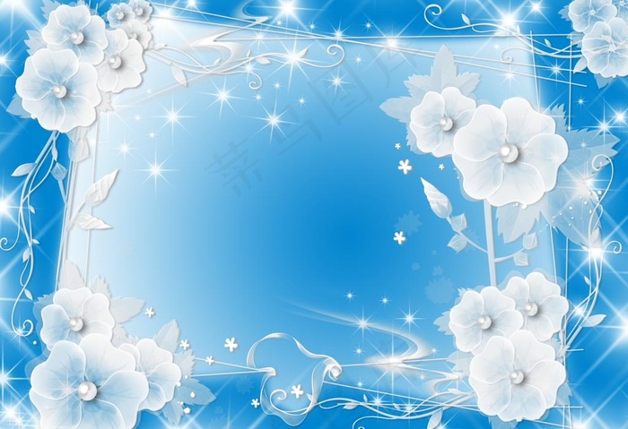 水晶框水晶花蓝色图片(4547X3249(DPI:300))psd模版下载
