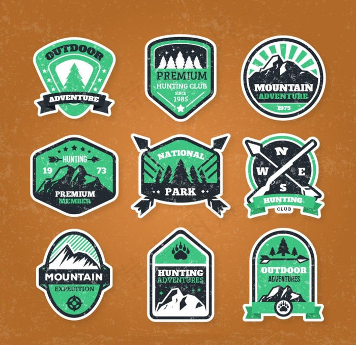 复古绿色冒险徽章图片