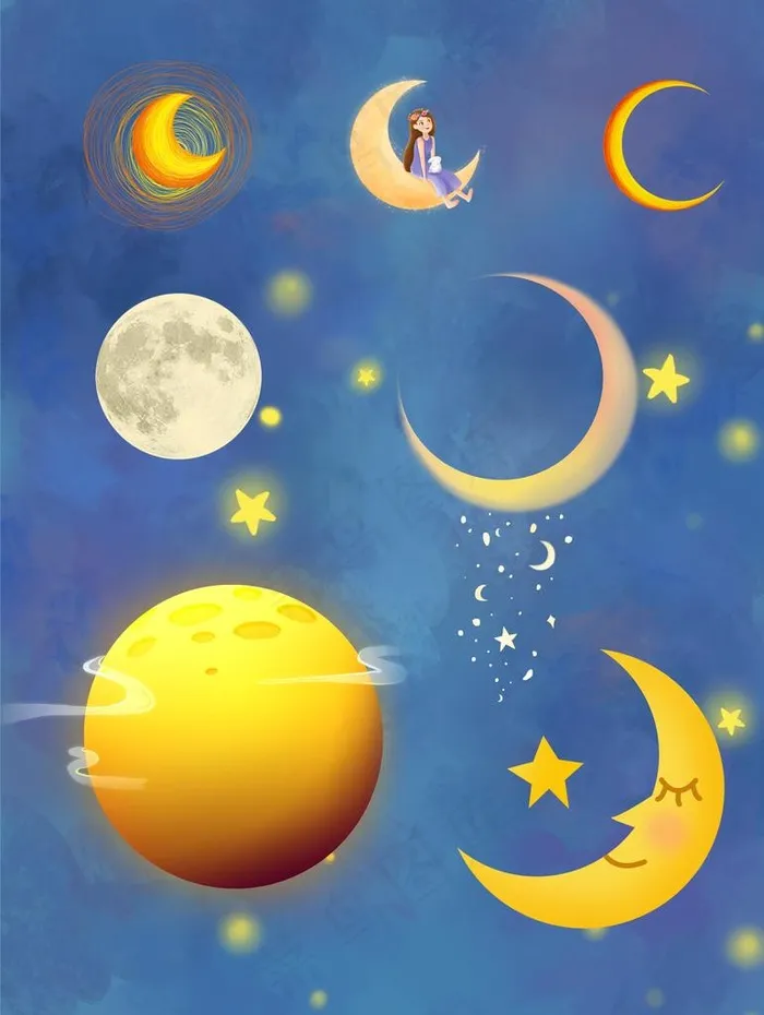 卡通月亮图片(2480X3164(DPI:300))psd模版下载