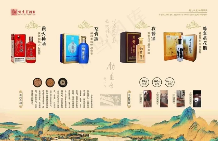 钓鱼台酒 白酒 折页 单页图片(420X285)cdr矢量模版下载