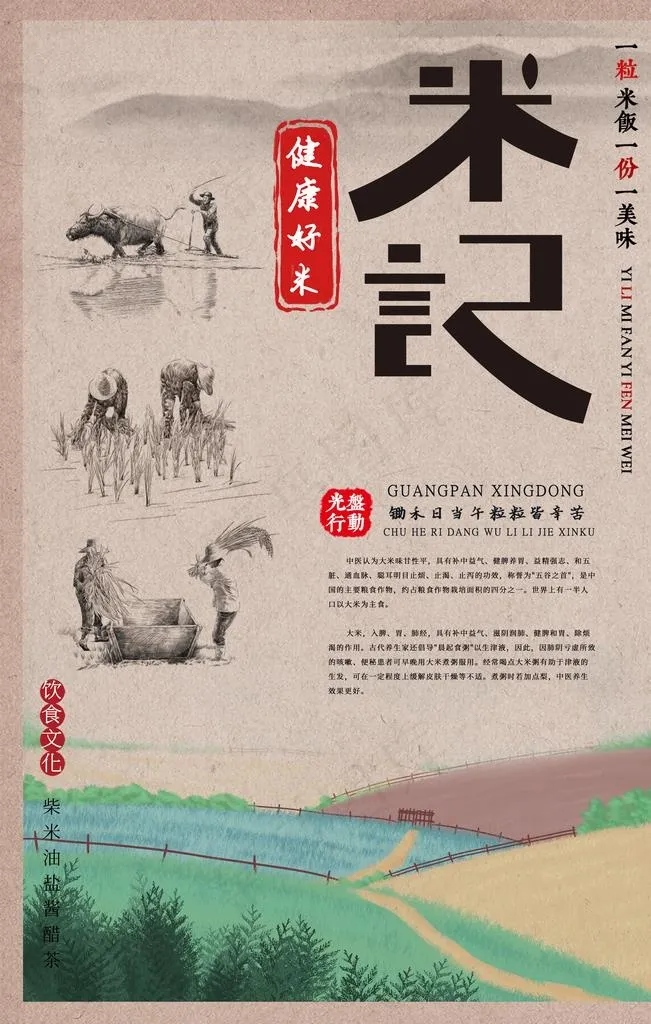 米记大米食材宣传海报素材图片(4725X7087(DPI:200))psd模版下载