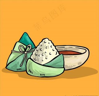 手绘卡通端午节粽子背景图片