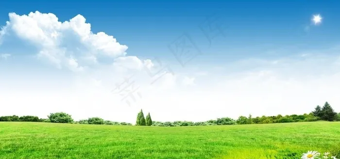 蓝天白云草地图片