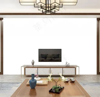 中式背景墙纸样机图片