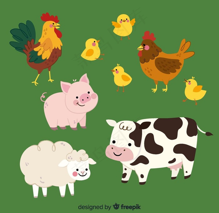 9款可爱笑脸 农场动物图片