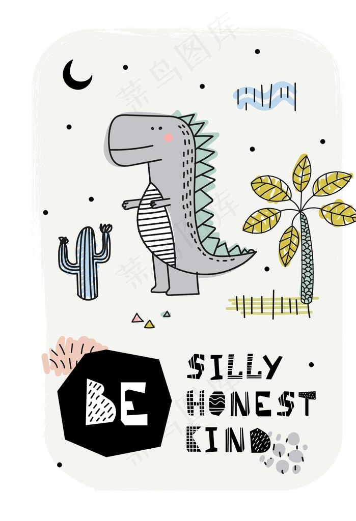 呆萌恐龙主题插画图片