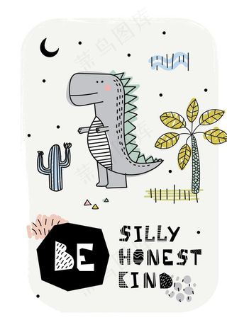 呆萌恐龙主题插画图片