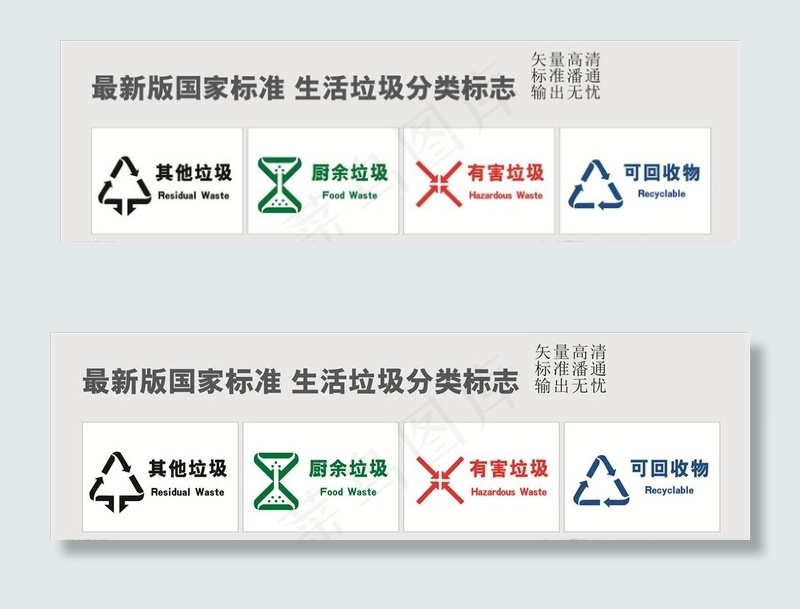 垃圾分类标志图片cdr矢量模版下载