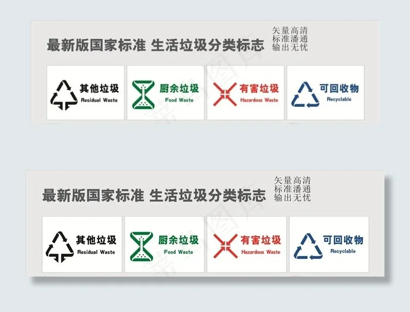 垃圾分类标志图片cdr矢量模版下载