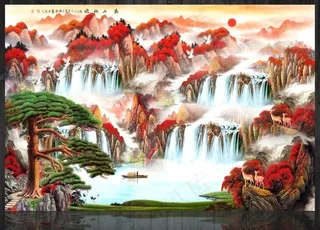 鸿运当头客厅电视墙图片