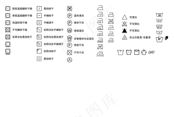 服装辅料 商标 洗水符号图片ai矢量模版下载