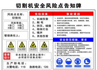 切割机安全风险点告知牌图片
