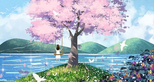 美丽的风景插画图片