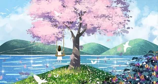 美丽的风景插画图片