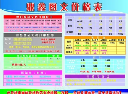 图文店价格表图片