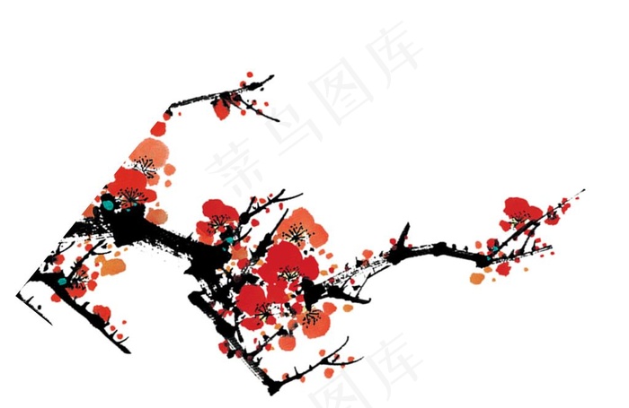 梅花 水墨 抠图 素材图片