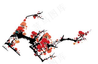 梅花 水墨 抠图 素材图片