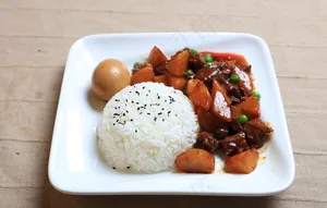 土豆卤蛋排骨盖饭图片