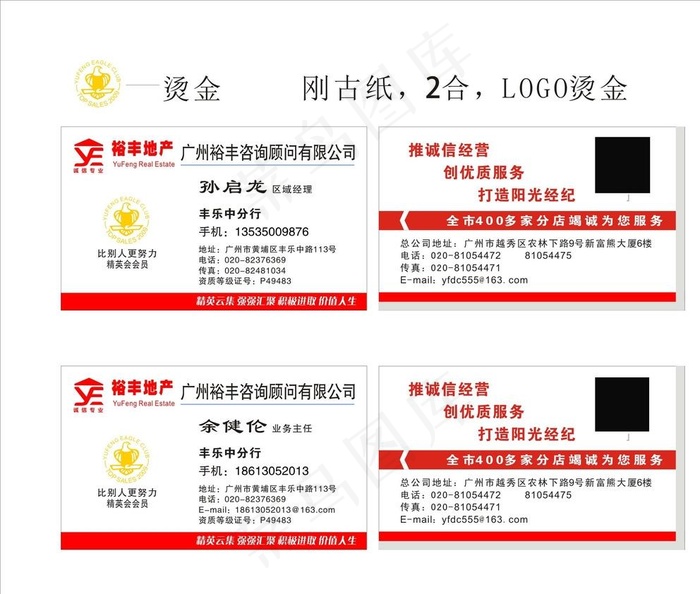 裕丰地产名片图片cdr矢量模版下载
