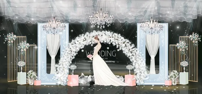 蓝色系婚礼设计背景图片