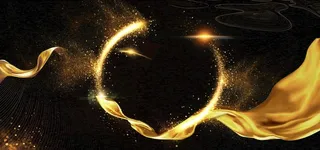 黑金大气金粉彩带年终颁奖总结年图片