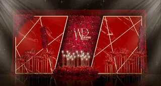 红色欧式婚礼迎宾区图片