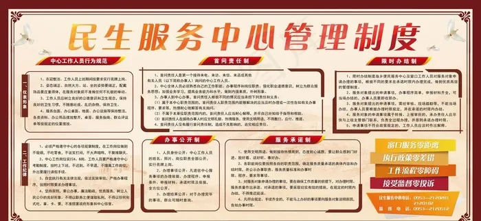 民生服务中心管理制度图片(10488X5173(DPI:72))psd模版下载