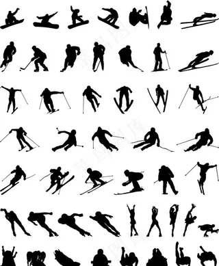 滑雪剪影图片