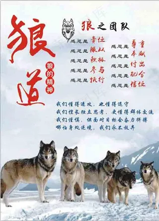 狼道企业文化展板图片