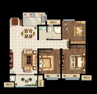 地产户型家配图渲染图图片