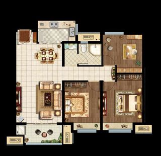 地产户型家配图渲染图图片