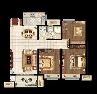 地产户型家配图渲染图图片