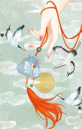 香囊复古插画卡通背景海报素材图片