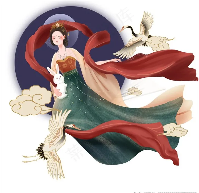 嫦娥奔月图片(3500X3500(DPI:300))psd模版下载