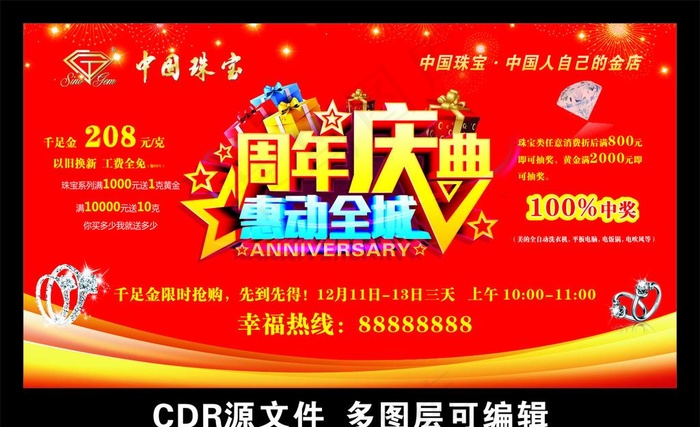 中国珠宝周年庆典舞台背景图片