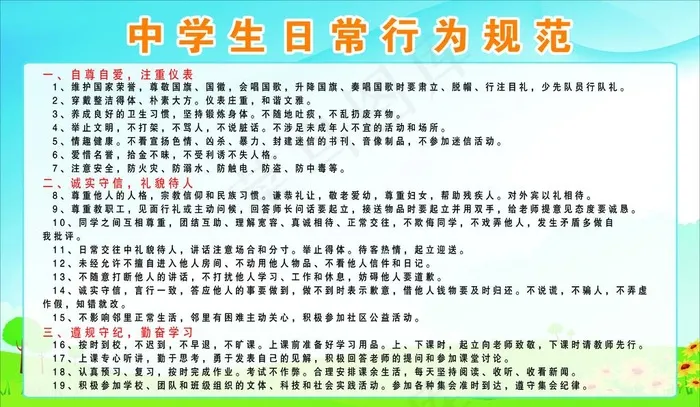 中学生日常行为规范图片(5131X3146(DPI:72))psd模版下载