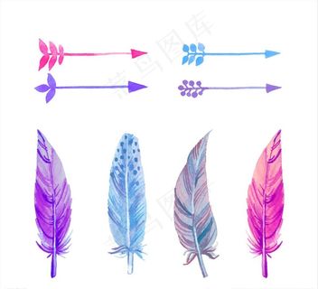 水彩羽毛箭头图片