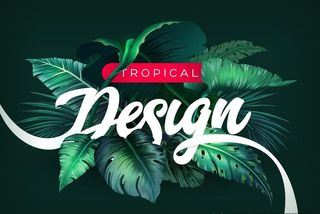 热带树叶水彩画背景图片