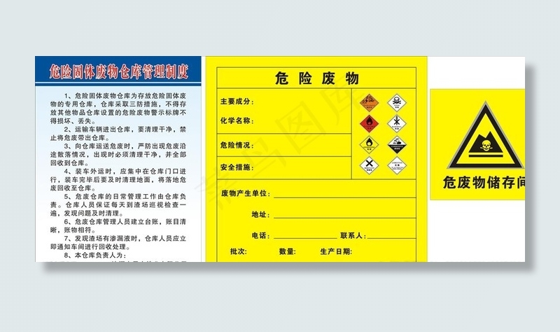 危废标识 危险固体废物仓库管理图片cdr矢量模版下载