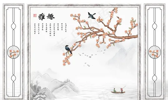 花鸟背景墙图片 花鸟背景墙图片
