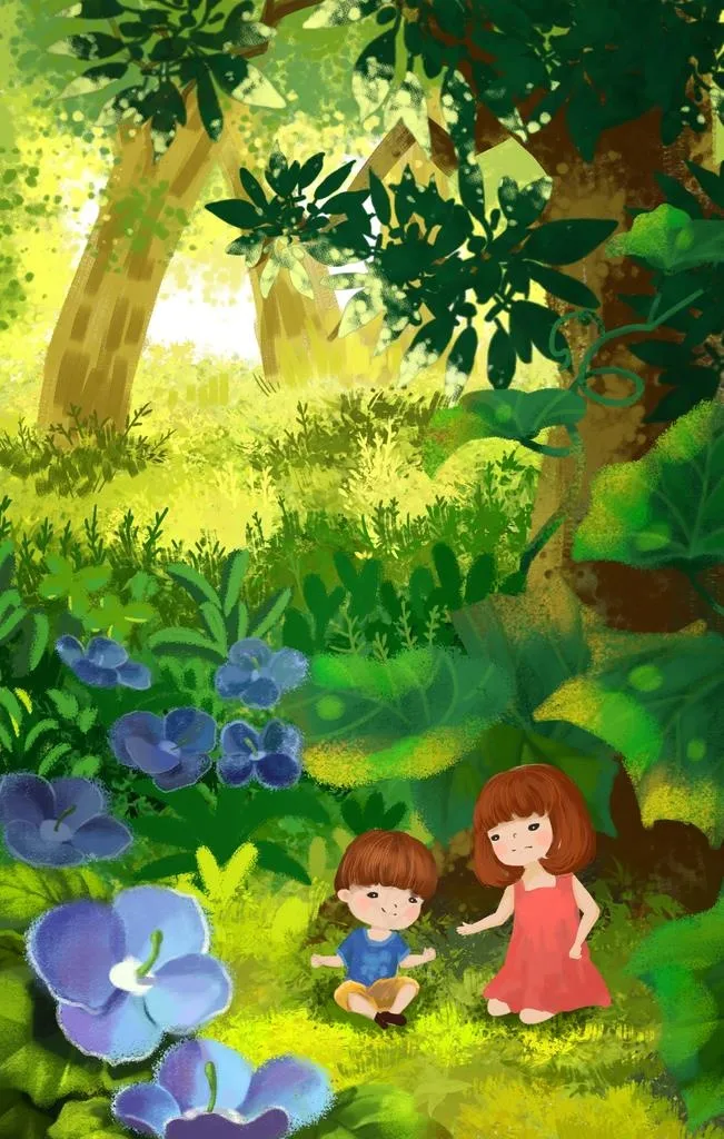 梦幻森林手绘插画图片