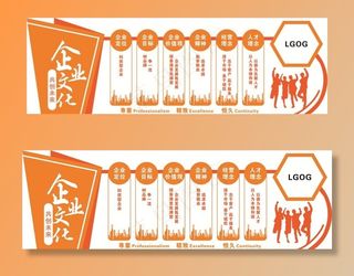 企业文化   文化墙  橘色图片