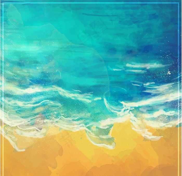 水彩绘沙滩背景图片