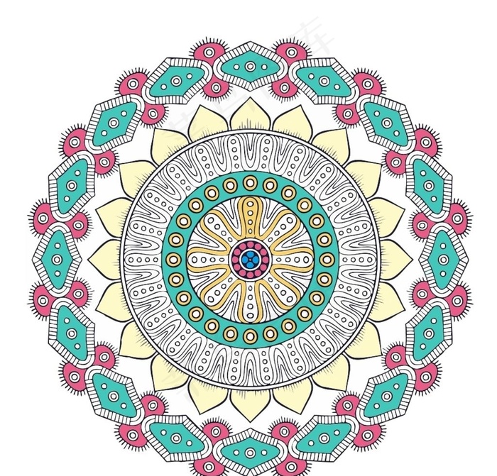 矢量 花 花纹 圆形 彩色图片cdr矢量模版下载