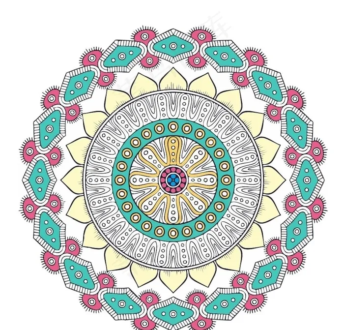 矢量 花 花纹 圆形 彩色图片cdr矢量模版下载