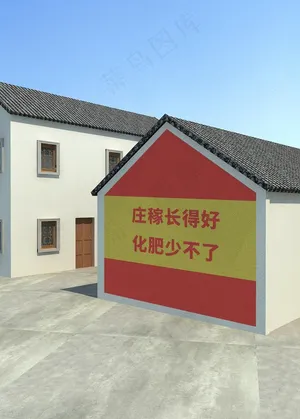 乡村外墙广告样机图片