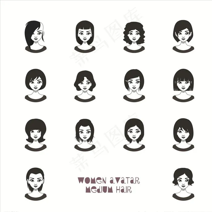 发型图片ai矢量模版下载