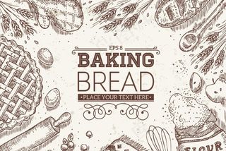 手绘烘培食品 背景图片