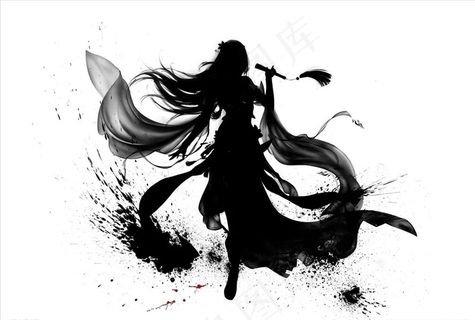 国风游戏形象剪影图片